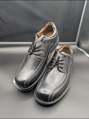 Docker's Men's Black Leather Oxford Derby Lace-Up Shoes